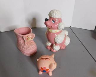 Vintage Pink Poodle Bank