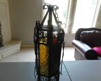 Vintage Iron & Glass Chandelier