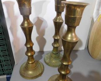 Candle Holders (3) Brass Finish