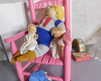 Pink Rocking Chair & Cabbage Patch doll.