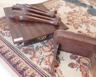 Dark End Table & Wood Wall Shelf