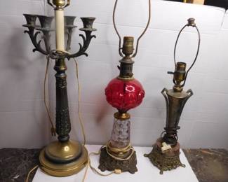 Vintage Metal & Glass Table Lamps