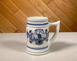 HAND PAINTED MUG | Hand-painted mug depicting scenes of Dutch windmills in the countryside. - l. 5 x w. 3 x h. 5.5 in