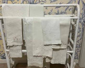 Collection of antique Embellished  Linen hand towels