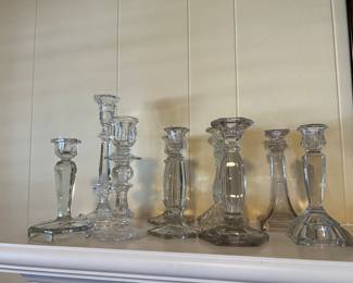 Collection of vintage glass candle holders