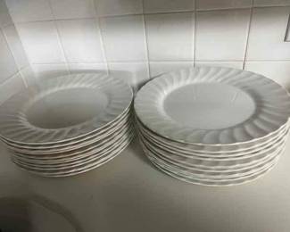 2 sets of 12 white dinner plates