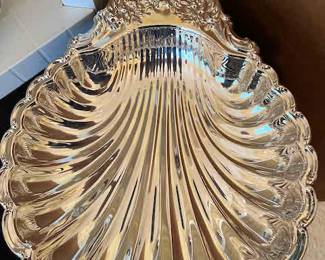 Silver plate shell dish