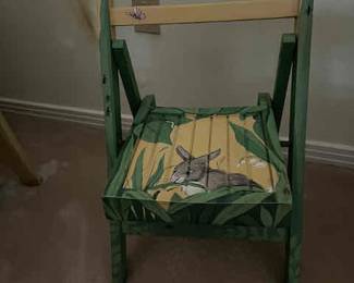 Hand painted wooden folding child's chair