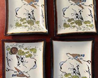 Small painted glass trinket dishes 