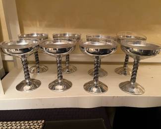 8 silver plate margarita goblets
