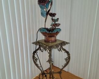 Antique Brass & marble plant stand, fountain