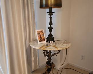 Brass & marble top antique table