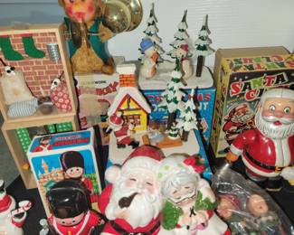 Cool vintage metal Christmas toys - work - some w/boxes