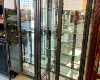 Two Lighted, Mirrored Metal Display Cabinets - Very beautiful