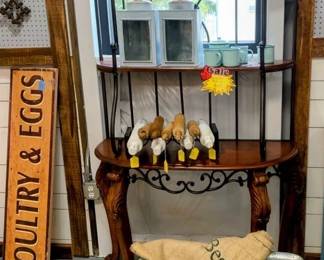 Bakers Rack, stained glass Crane