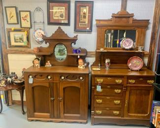 two antique sideboards