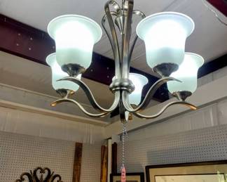 Modern satin nickel Chandelier