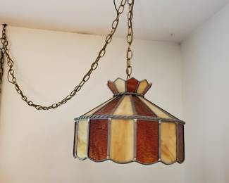 Swag Lamp with Stained Glass Shade