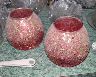 Red Glass Candle Holders