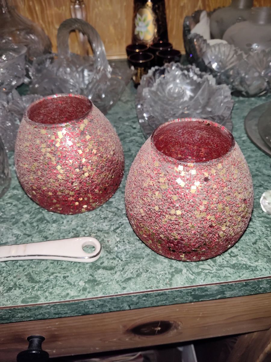 Red Glass Candle Holders