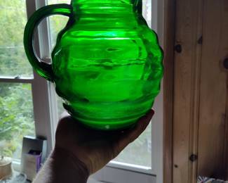 Green Glass Pitcher