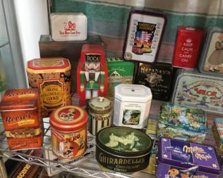 Large collection of tins