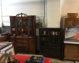 China hutch, display cabinet & vintage Hoosier - all sell “as is” $25 each!!