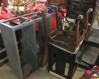 Shelves, garage stuff, chair