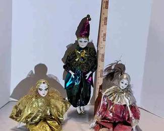 Mardi Gras Jester Porcelain Harliquinn Dolls