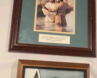 Trio Of Art with Winter Painted on Glass