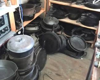 This is area 1 of 3 areas of cast iron...Griswold, Wagner Ware, Skillets, Pans, Fryers Muffin, Griddles, Kettles & Buckets