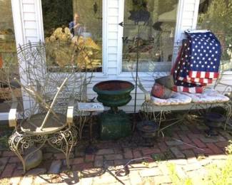 Outside there will be 5 tents and lots of porch and patio furniture, planters, birdbaths, lawn ornaments and more