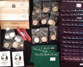 Coin collection located at the showcase tables near the cashier tents.