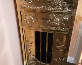 Repousse brass night table 19thC Belgium 