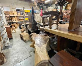 organic benches, stools, twisted vine wood art