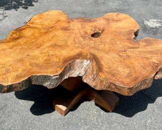 free edge teak coffee table
