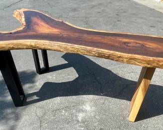 free edge console made with tropical hardwood