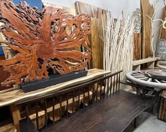 solid wood bench, console table, natural wood decor, room dividers