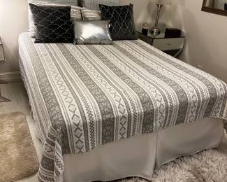 bed linen and pillows and rugs
