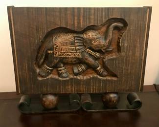 John-Richard Collection carved Elephant on metal bases