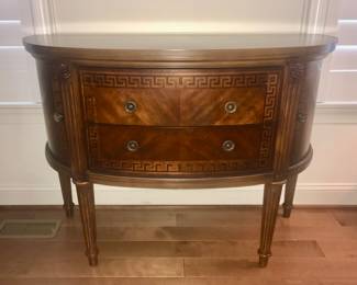 Inlaid Demilune Table with pair of drawers and side cabinets