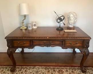 Desk with finished back