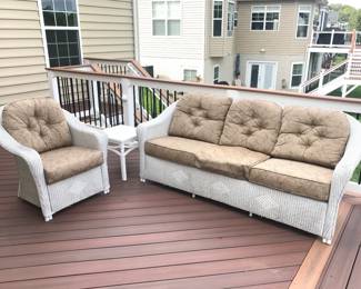 Lloyd Flanders wicker sofa and chair