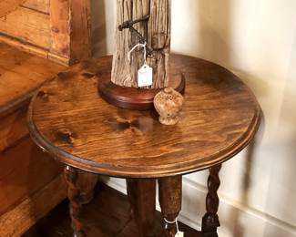 Small round barley twist side table