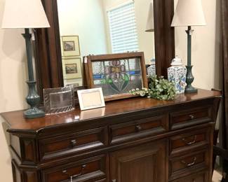 Triple dresser and mirror