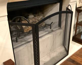 Black fireplace screen