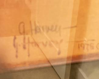 Framed art by G. Harvey - signed in 1975