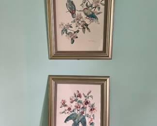 Two Prints by Cecil Golding - Doves & Parrot