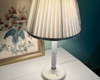White Table Lamp with Floral Design