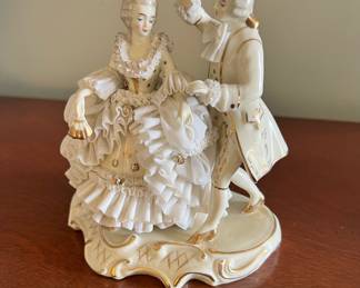 White/Gold Lady & Gentleman Dresden Figurine